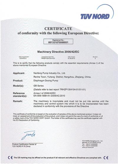 (GB metering pump) CE